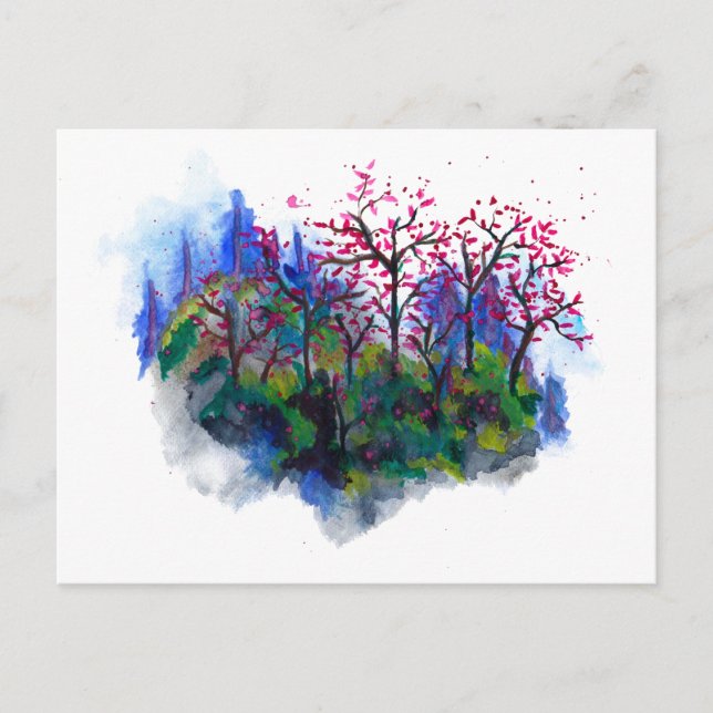 Misty Mountains aquarelles carte postale (Devant)