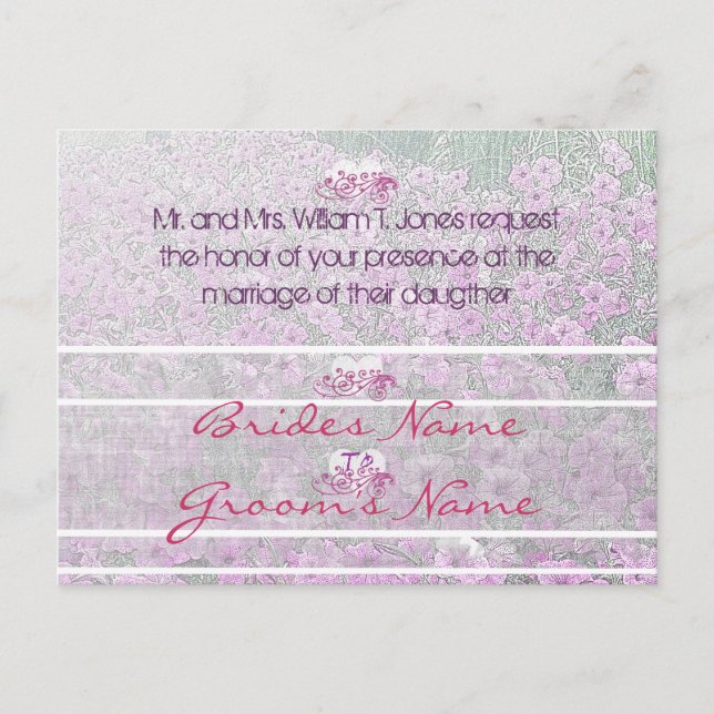 Misty Purple Petunias Mariage Invitation (Devant)