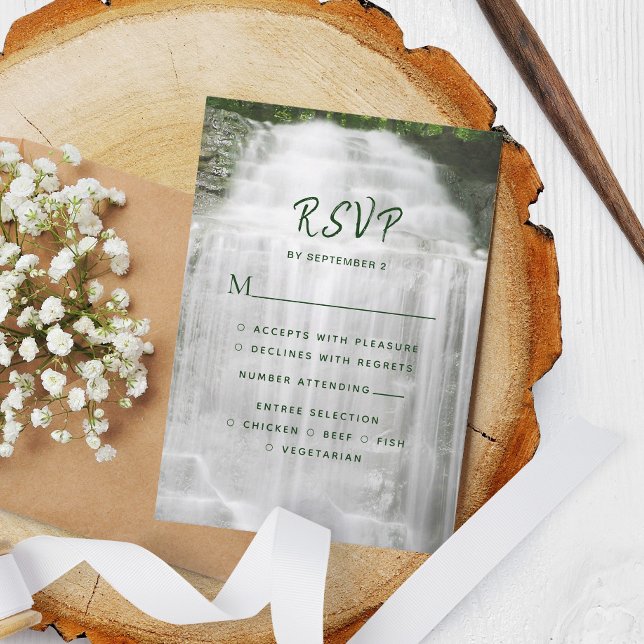 Misty Waterfall Nature Wedding RSVP (Créateur téléchargé)