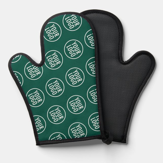 Mitt au four en silicone vert avec Motif de logo p (Recto/Verso)