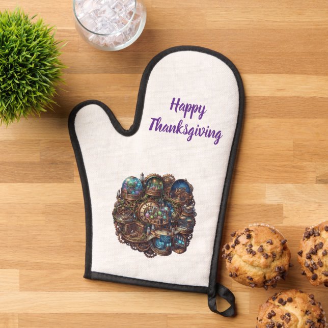 Mitten de four Steampunk Bonne Action de grâce Fan (De haut en bas)