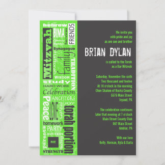 MITZVAH WORDS DIT Bar Bat Invitation Invitation