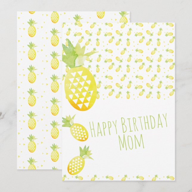 Mix de motif aquarelle ananas d'été Anniversaire (Devant / Derrière)