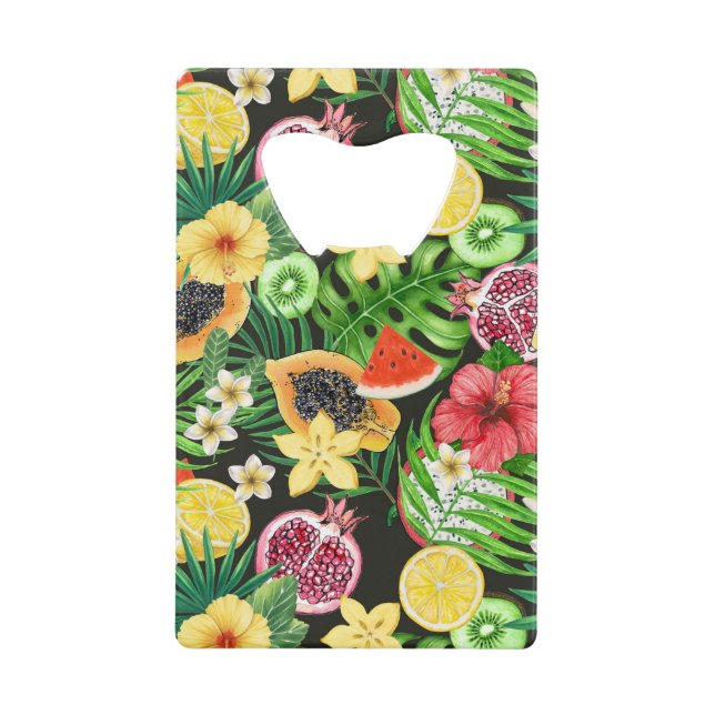 Mix-fruits tropicaux, fleurs et feuilles en noir (Devant)