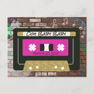 Mixtape Retro 90  Invitation Baby shower Hip hop