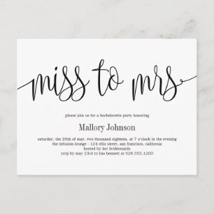 Mlle À Mme Calligraphy Wedding shower Invitation
