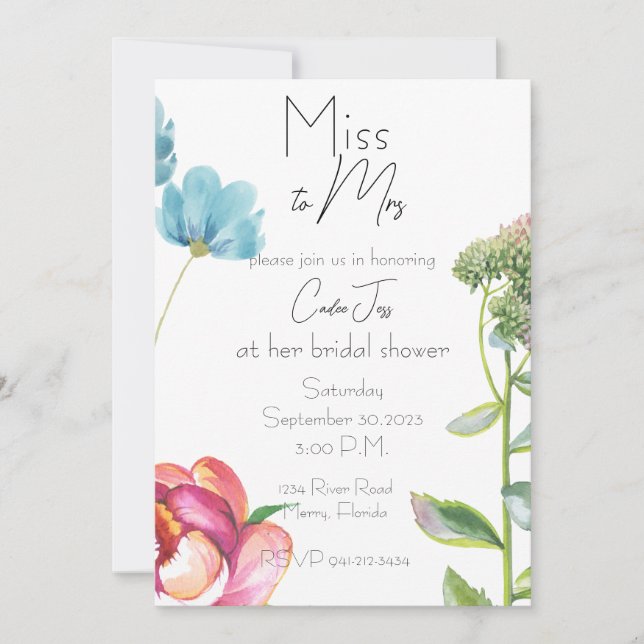 Mlle à Mme Fête des mariées Invitation (Devant)