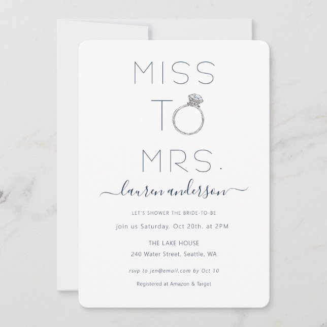 Mlle à Mme Modern Bridal douche Invitation (Devant)