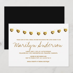 Mlle À Mme Modern Gold Fête des mariées Invitation