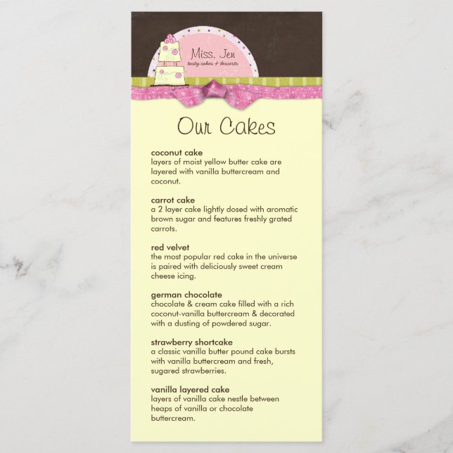 Mlle. Cartes en rack du menu Jen (Devant)