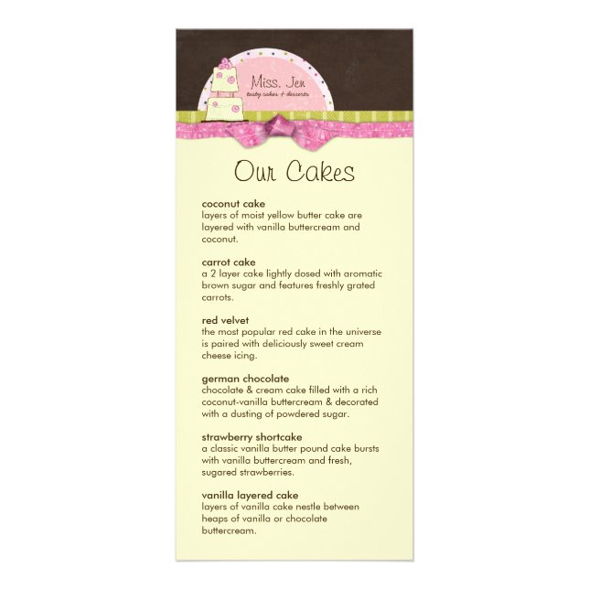 Mlle. Cartes en rack du menu Jen (Devant)