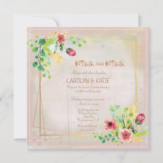 Mme et Mme Spring Aquarelles Or Géométrique (Devant)