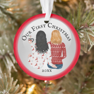 Mme & Mme couple première photo de Noël romantique