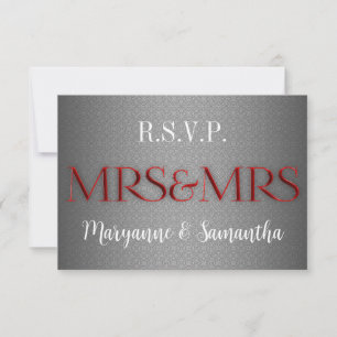 Mme & Mme Gay Lesbian Wedding RSVP en argent