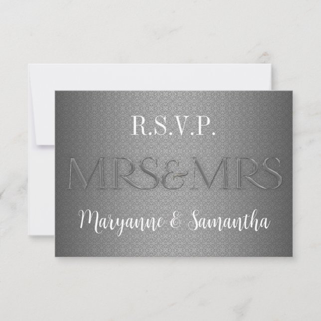 Mme & Mme Gay Lesbian Wedding RSVP en argent (Devant)