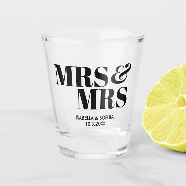 Mme & Mme Mariage personnalisé Favoris de verre de (Devant)