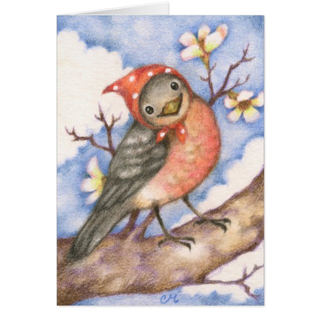 Mme Robin - carte mignonne d'art d'oiseau (Devant)