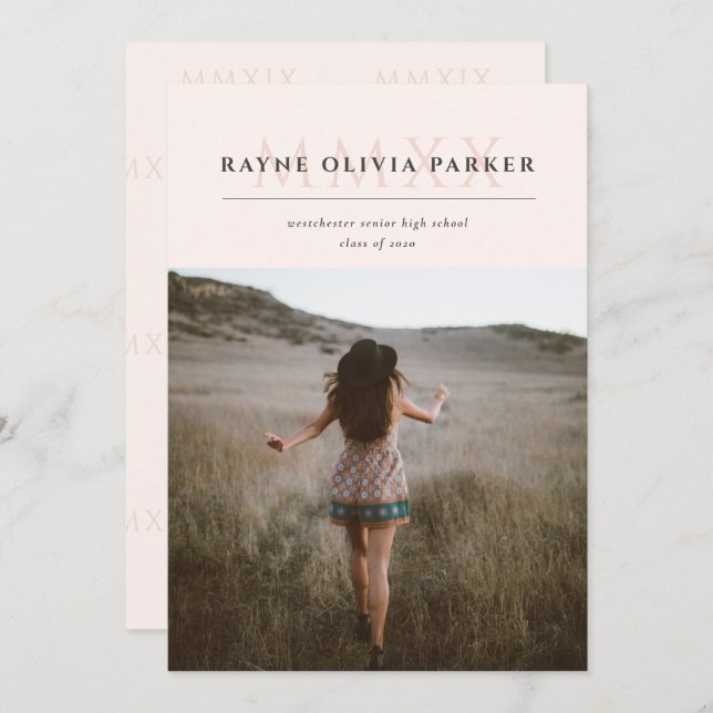 MMXX Numéro romain 2020 Faire-part de graduation (Devant / Derrière)