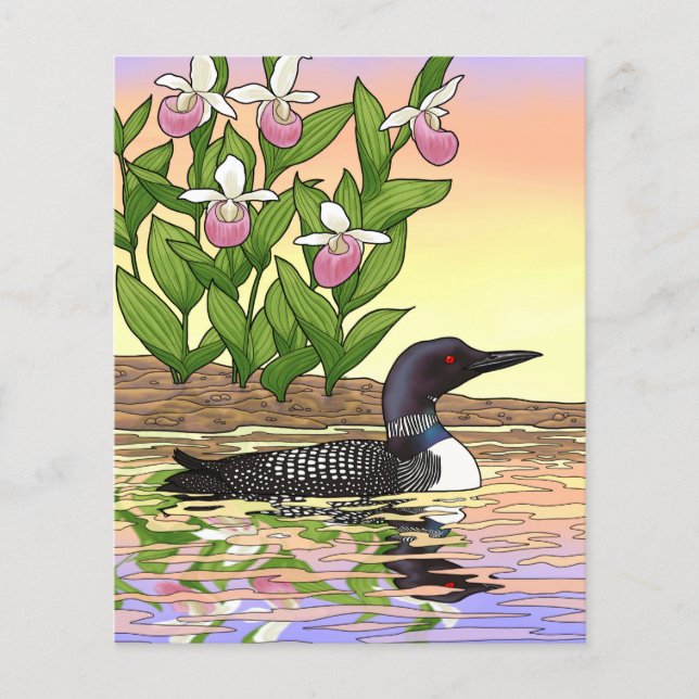 MN State Bird Flower Loon Lady Slipper (Devant)