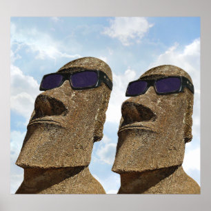 Moai avec lunettes de soleil - Poster
