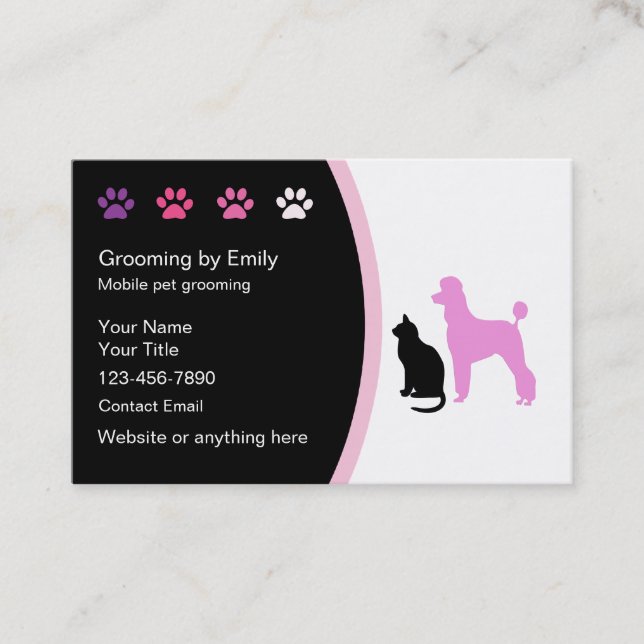 Mobile Pet Grooming Cartes de visite Nouveau (Devant)