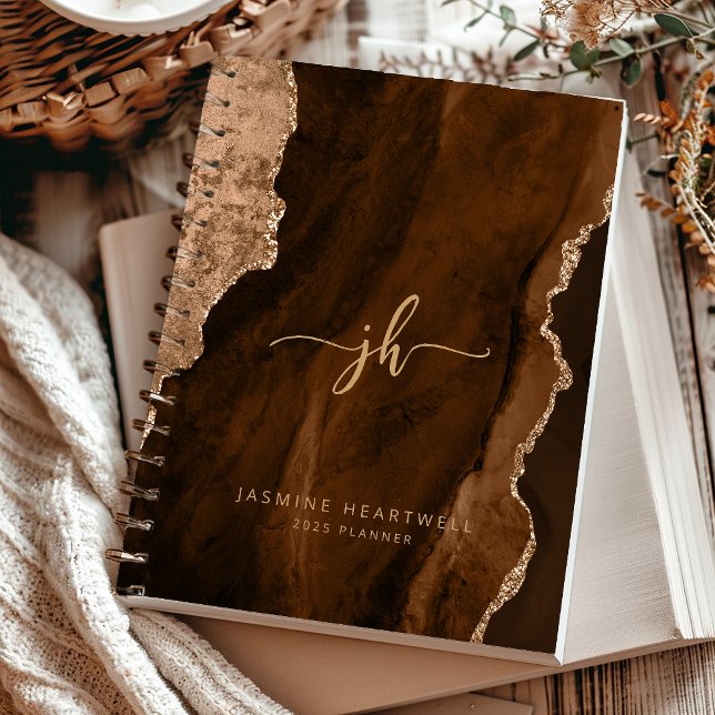 Mocha Brun Or Agate Monogramme Personnalisé 2025 (Créateur téléchargé)