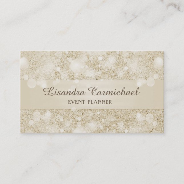 Mocha Cream Bokeh Cartes de visite de l'organisate (Devant)