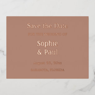 Mocha Enregistrer la date Foil Invitation Carte Po