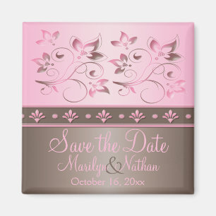 Mocha et rose Floral Wedding Favor Magnet