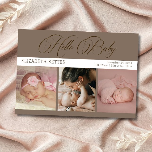 Mocha marron Hello Baby Trois Photos Bébé Merci (Créateur téléchargé)