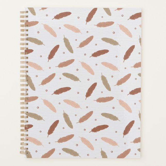 Mocha Mousse Feathers Planner (Devant)