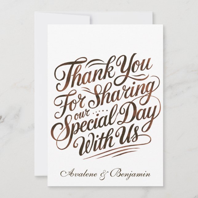 Mocha Mousse Peinture Calligraphie Merci Cartes (Devant)