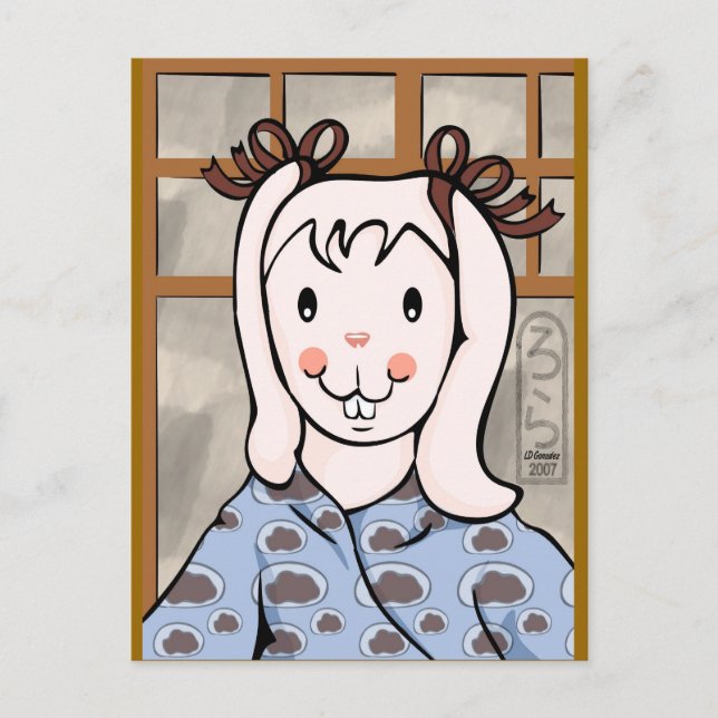 Mochi Année de la carte postale fille lapin (Devant)