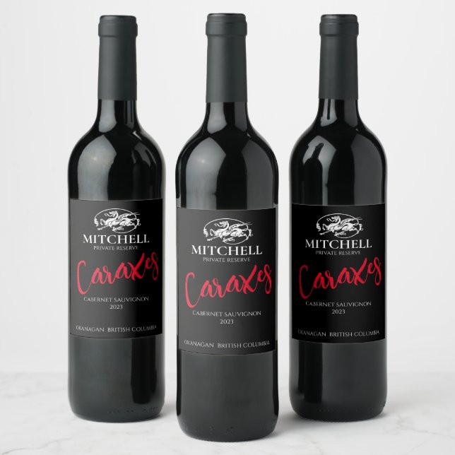 Mockup Dragon Crest Black Custom Wine Étiquettes (Bouteilles)