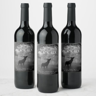 Mockup Forêt d'Elk Noir Étiquettes de vin personna