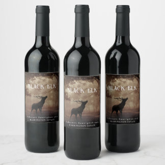 Mockup Forêt d'Elk Noir Étiquettes de vin personna