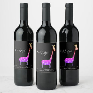 Mockup Giraffe Wild Safari Étiquettes de vin perso