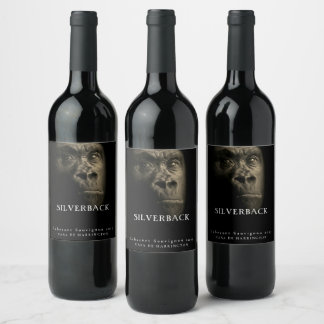 Mockup Gold Gorilla Silverback Étiquettes de vin p