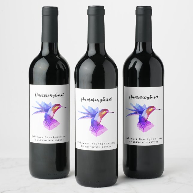 Mockup Hummingbird Étiquettes de vin personnalisés (Bouteilles)