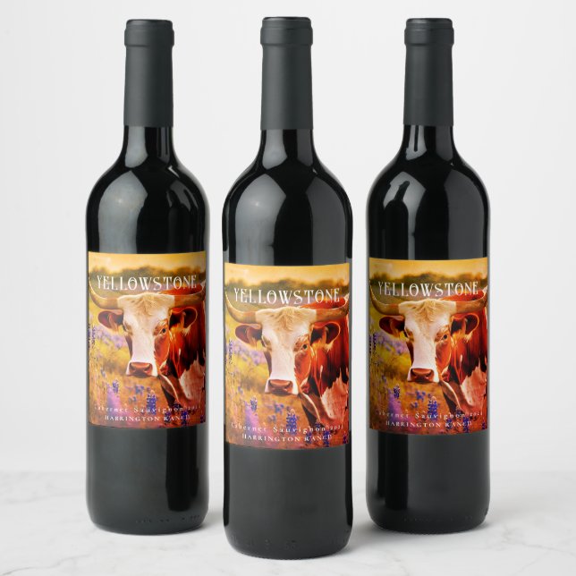 Mockup Ranch Rustic Longhorn Étiquettes de vin per (Bouteilles)