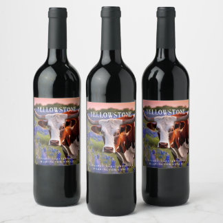 Mockup Ranch Rustic Longhorn Étiquettes de vin per