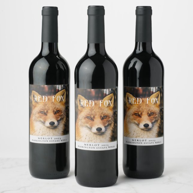 Mockup Red Fox Custom Vins Étiquettes (Bouteilles)