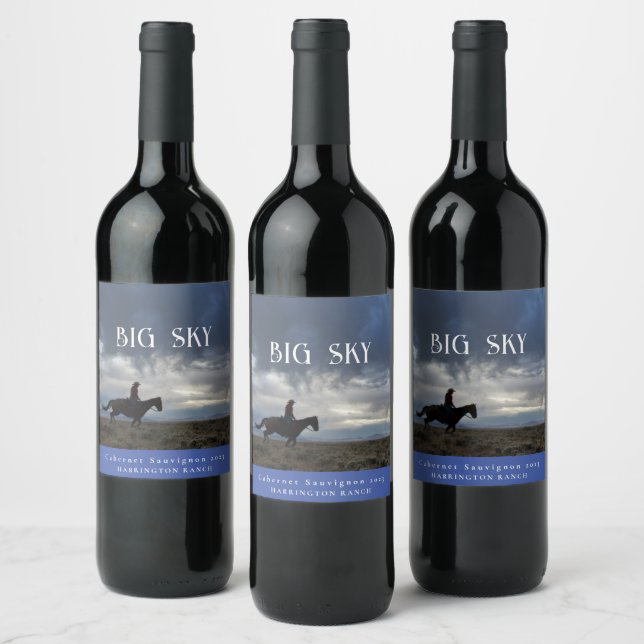 Mocup Big Sky Western Étiquettes de vin personnali (Bouteilles)