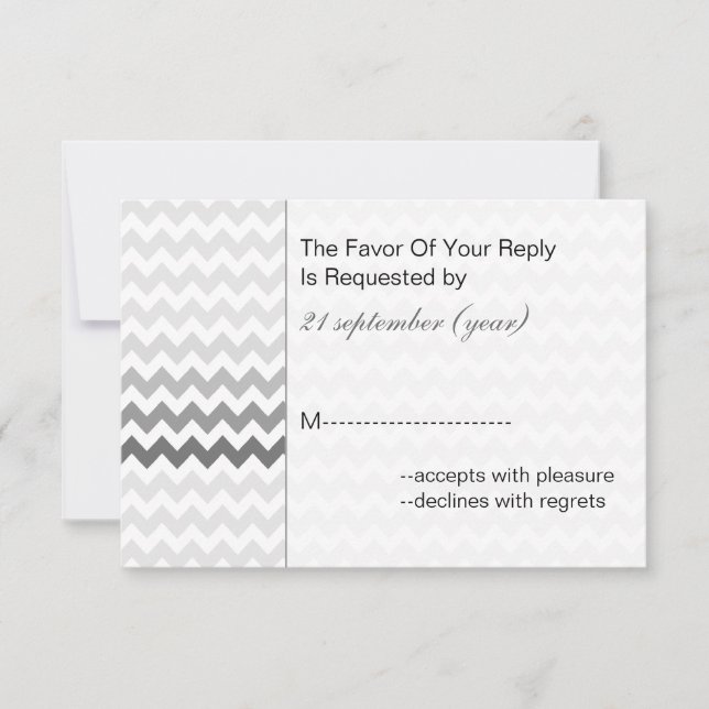 Mod chevron gris Ombre mariage rsvp 3,5 x 5 (Devant)