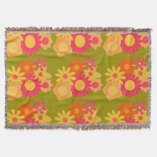 mod floral vintage rose vert jeté couverture