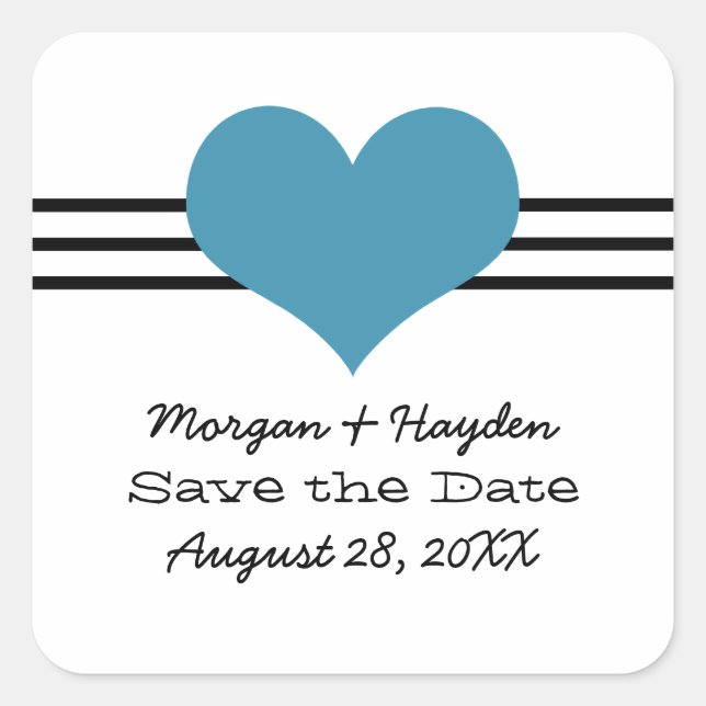 Mod Heart Enregistrer les stickers Date, Bleu (Devant)