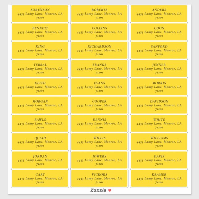 MOD JAUNE TULIP MARIAGE Étiquettes de adresse (Feuille)