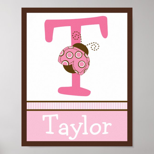 Mod Ladybug Lettre & Nom Poster d'Art Mur (Devant)