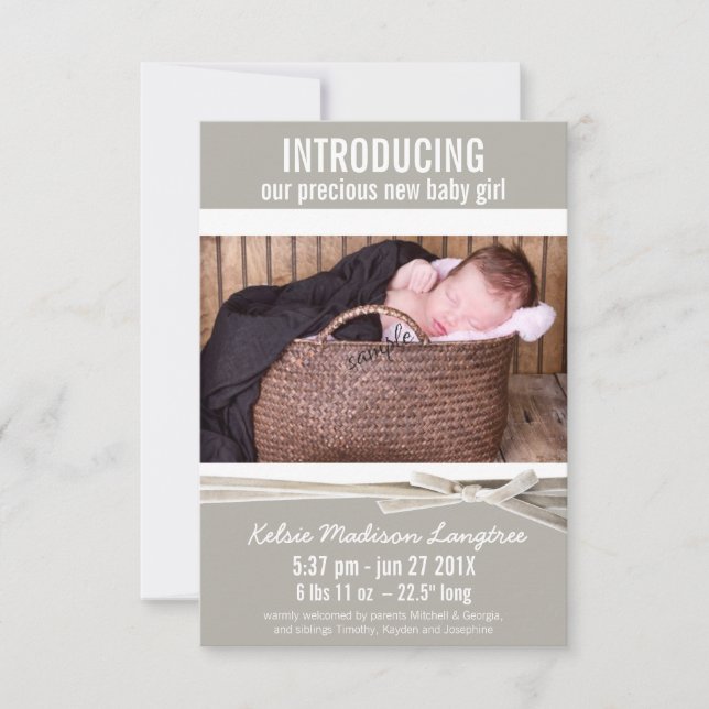 Mod Lin Bébé Faire-part de naissance fille (Devant)