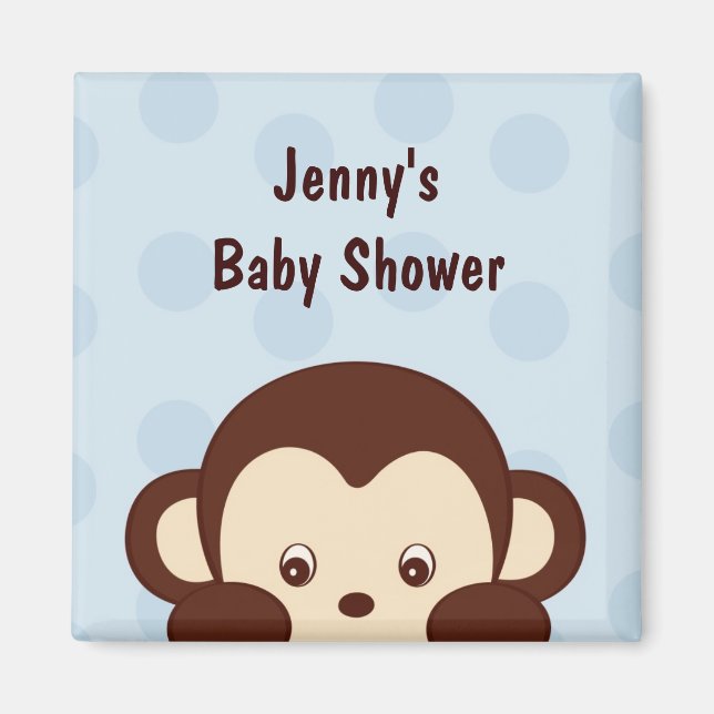 Mod Monkey Pois Baby shower Favoriser les Magnets (Devant)